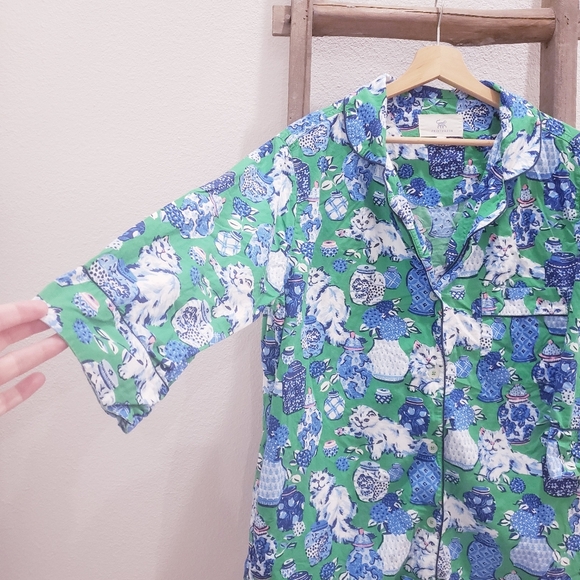 Printfresh Organic Cotton Fancy Cat Print Pajama Top Size Small - Picture 6 of 10